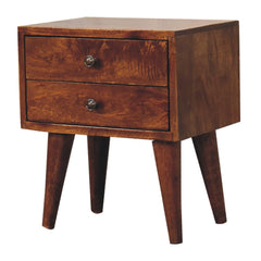 Mini Modern Bedside Table - Chestnut