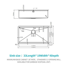 Workstation Kitchen Sink,Single Bowl Undermount