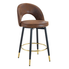 Upholstered Rotatable Bar Chair With Metal Legs For Dining Room