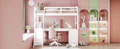 Loft Bed With Drawers, Cabinet, Shelves With Desk