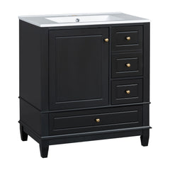 Freestanding Bathroom Vanity With Sink, Soft Close Door, 3 Drawers