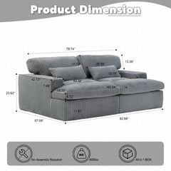 Double Chaise Lounge Chair, Oversized Upholstered Sleeper Cloud Couch