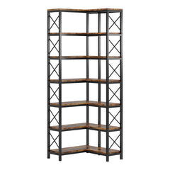 7 Tier Corner Bookshelf, Storage Unit For Living Room