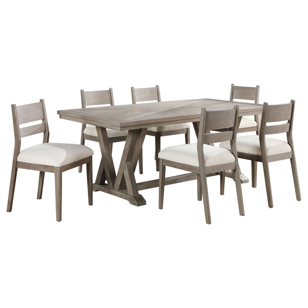 Ruston - 7 Piece Rectangular Dining Table Set - Gray