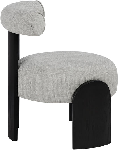 Calder - Linen Textured Fabric Upholstered Accent Chair - Painted Black Base