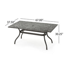 Celestine - Outdoor Cast Aluminum Dining Table With Floral Lattice Design And Umbrella Holder