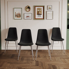 Dining Chairs, Upholstered Armless Accent Chairs, Classical Appearance And Metal Legs (Set of 4)