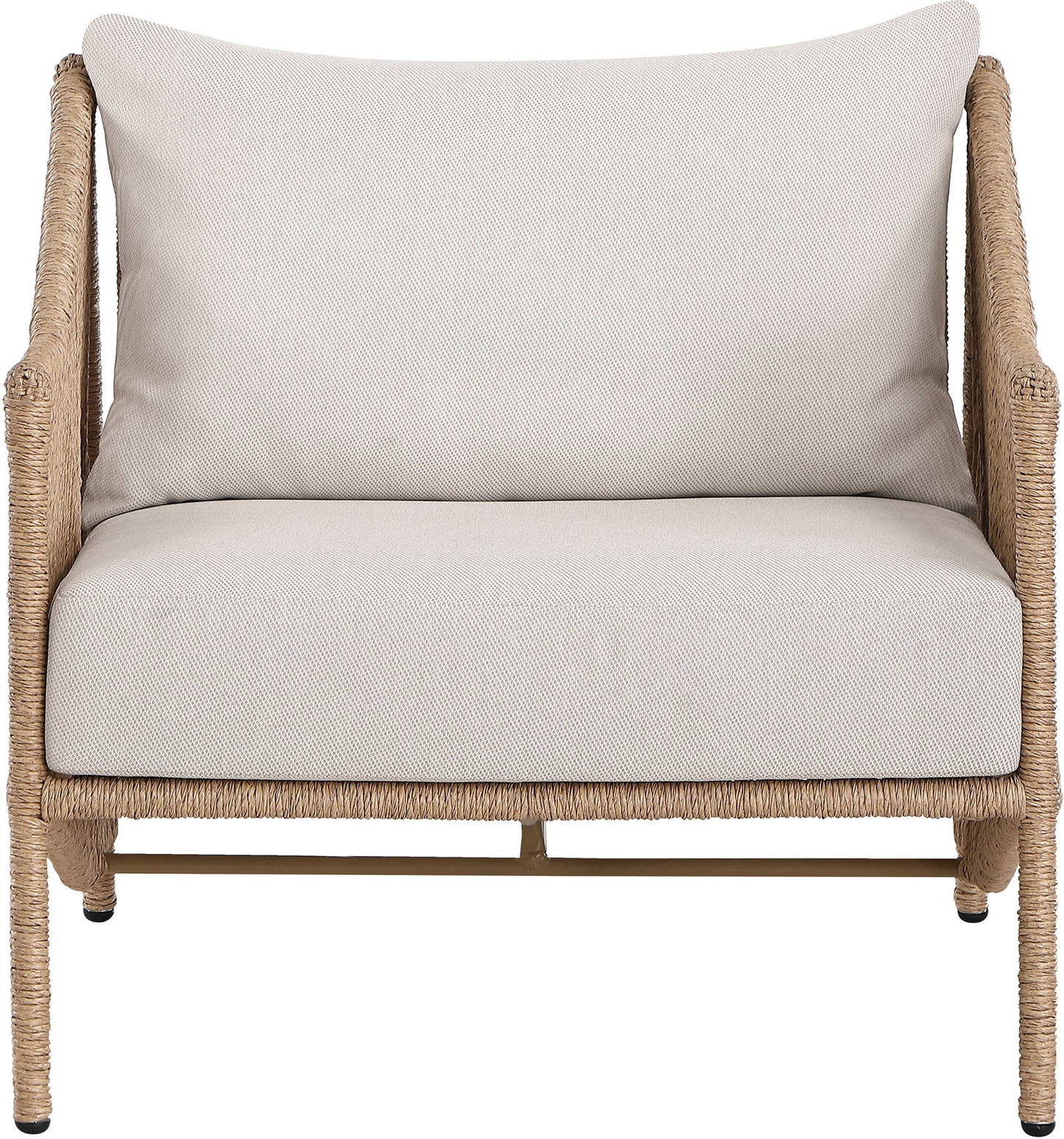 Coastline - Olefin Water Resistant Fabric And Wicker Outdoor Patio Accent Chair - Beige