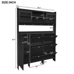 On Trend Multifunctional Tipping Bucket Shoe Cabinet With Storage Shelf & 6 Flip Drawers