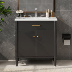 Bathroom Vanity With Sink, Soft Close Doors And Adjustable Shelf