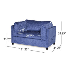 Modern Club Chair With Textured Upholstery And Pillow Accents - Navy Blue