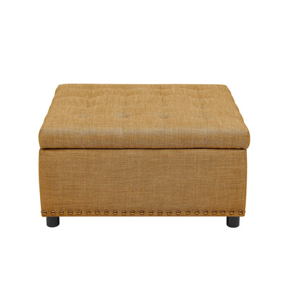 Tufted Storage Ottoman With Button Tufting And Nailhead Trim