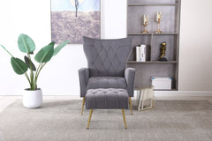 Modern Accent Chair With Ottoman, Comfy Armchair For Living Room