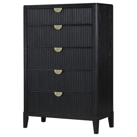 Mason - 5 Drawer Chest With Fluted Design - Black