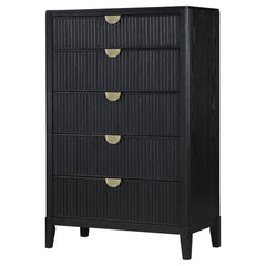 Mason - 5 Drawer Chest With Fluted Design - Black
