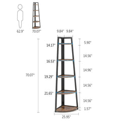 Tall 5 Tier Corner Bookshelf For Living Room