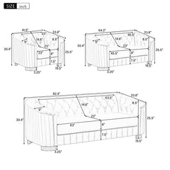 Upholstered 3 Piece Sofa Set With Legs