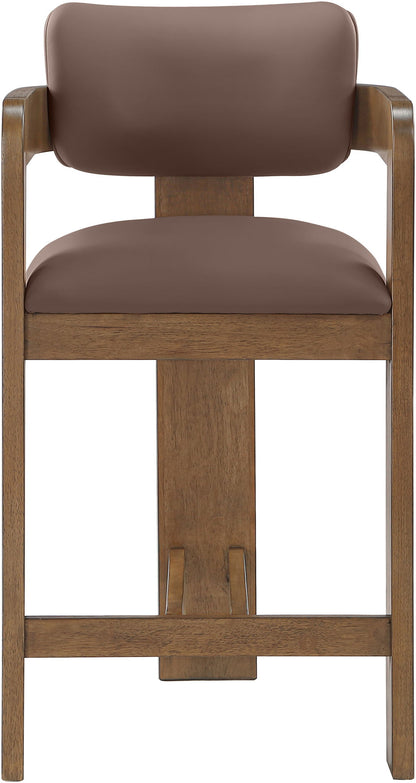 Sacha - Vegan Leather Upholstered Counter Stool With Brown Base