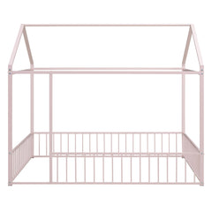 Metal Bed House Bed Frame With Fence