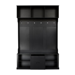 Hall Tree With 6 Hooks, Coat Hanger, Entryway Bench