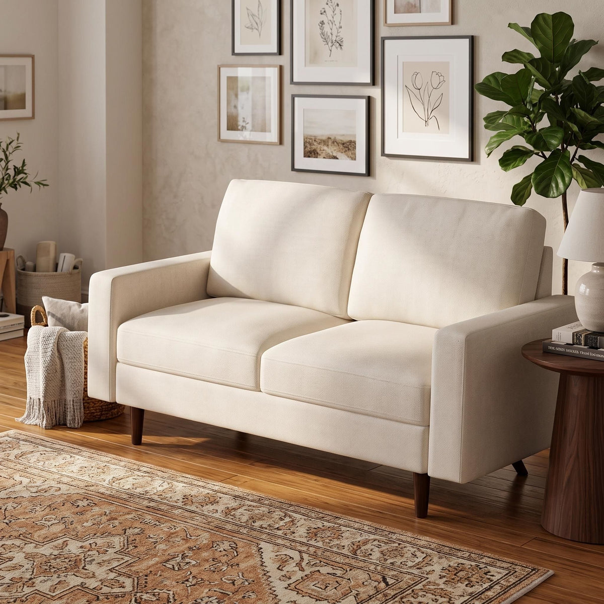 2 Seat Loveseat Sofa, Loose Back Cushion For Living Room
