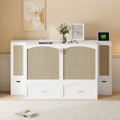 Murphy Wall Bed With Drawer And Rattan Decoration