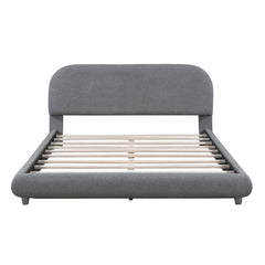 Upholstered Platform Bed With Thick Solid Frame And Stylish Curve-Shaped Design