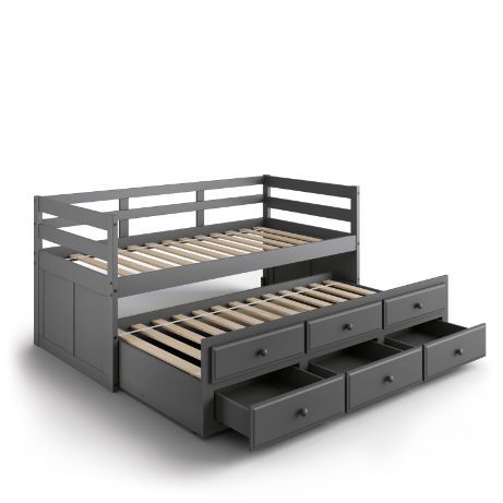 Darcie - Daybed With Trundle & Storage - Gray