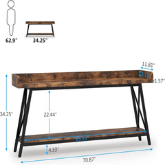 Extra Long Console Table For Living Room - Rustic Brown