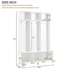 Modern Large Storage Hall Tree With Bench, 6 Hooks