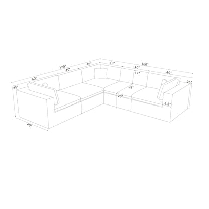 Modular Sectional & Toss Pillows - Dark Gray