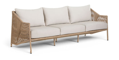 Coastline - Olefin Water Resistant Fabric And Wicker Outdoor Patio Sofa - Beige