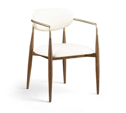 Ronda - Vegan Leather Upholstered Dining Arm Chair - Walnut Legs