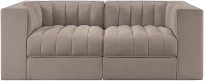 Rummi - Velvet Performance Fabric Upholstered 2 Piece Modular Loveseat