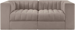 Rummi - Velvet Performance Fabric Upholstered 2 Piece Modular Loveseat