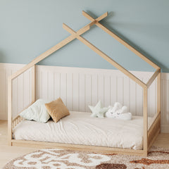 Montessori Style House Bed For Kids, Floor Bed Frame With Headboard And Footboard