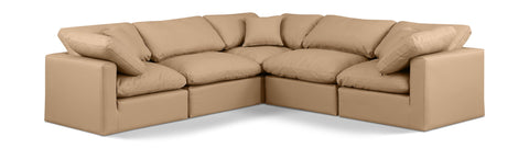 Indulge - Faux Leather 5 Piece Modular Corner Sectional - Tan