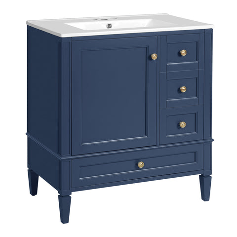 Bathroom Vanity With Sink, 3 Drawer Storage Cabinet