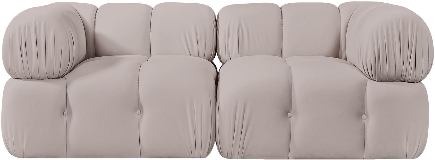 Orin - Velvet Performance Fabric Upholstered 2 Piece Modular Sofa (2 Corner Chairs)