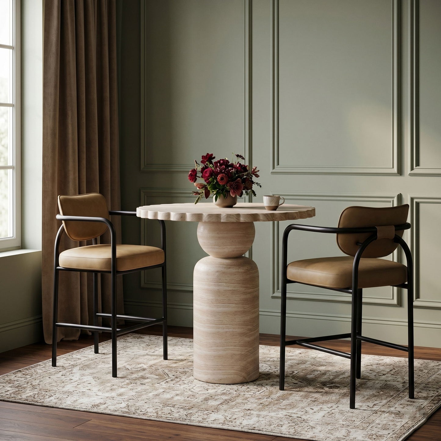 Serava - Faux Leather Upholstered Bar Stool - Tan