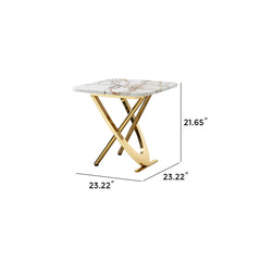 Contemporary Marble Pattern Top Table With Stainless Steel Base