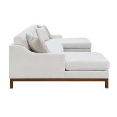 Valiant - Sectional Sofa With 4 Pillows - Ivory Chenille