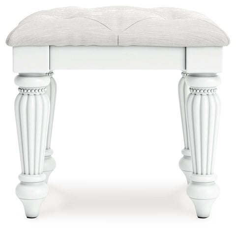 Kozlani - Vanity Upholstered Stool - White
