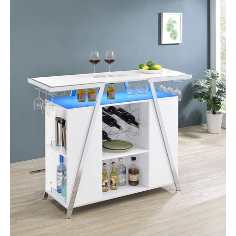 Katia - Wine Cabinet With LED Home Bar, 12 Bottle Storage - Gloss White
