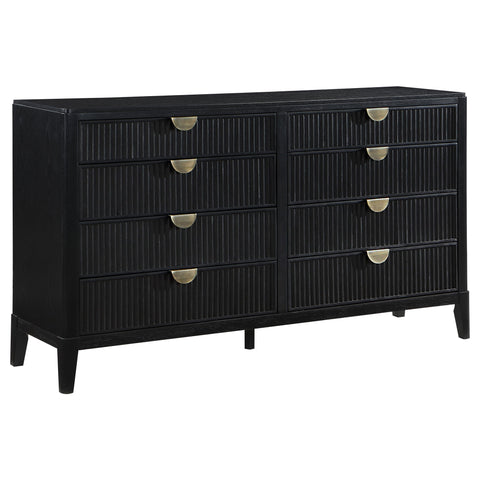 Mason - 8 Drawer Dresser With Fluted Design - Black
