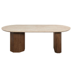 Leonardo - Dining Table - Travertine Top & Dark Oak