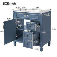 Bathroom Vanity With Sink, Cabinet With 2 Drawers And Adjustable Shelf