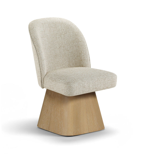 Marlowe - Linen Textured Fabric Upholstered Swivel Dining Side Chair - Stained Natural