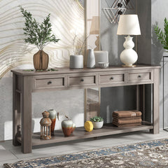Hearth & Haven Clara - Console Table With Storage Drawers And Bottom Shelf