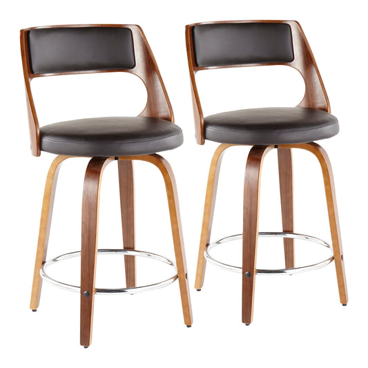 Cecina - Mid-Century Modern Fixed Height Counter Stool With Swivel And Round Footrest (Set of 2)
